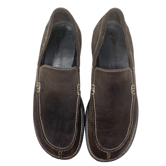 Donald J. Pliner Uno Brown Suede Leather Slip On Loafers Men\'s Sz 10.5